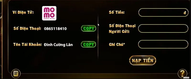 Rút tiền bằng ví điện tử Momo tại Go88