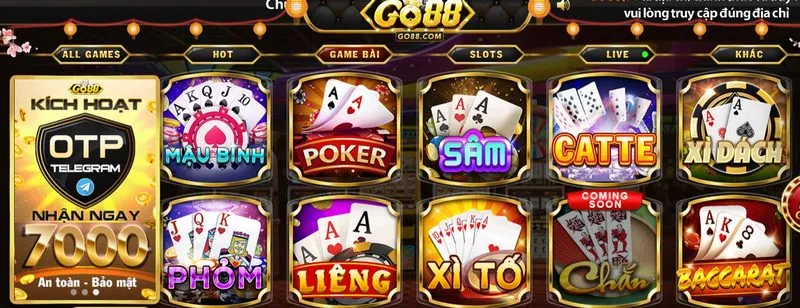 Chọn vào Phỏm trong mục game bài của Go88 online