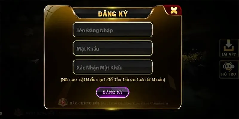 Đăng ký tài khoản tại nhà game