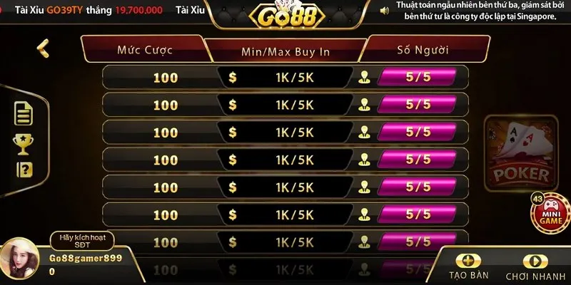 Hướng dẫn đăng nhập chơi Poker tại link tải Go88