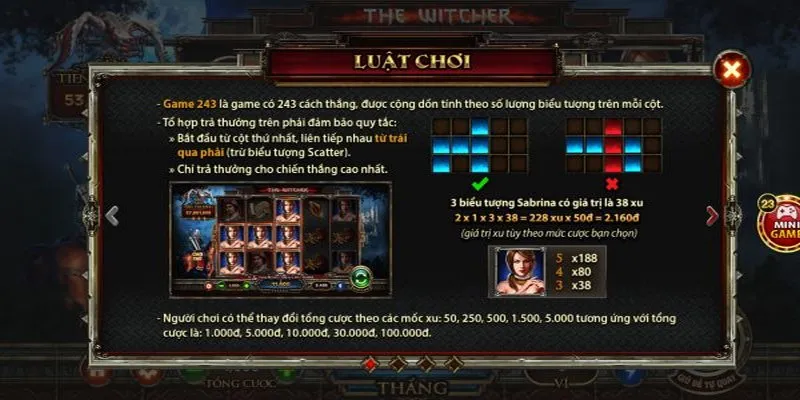 Quy luật chơi game nổ hũ The Witcher