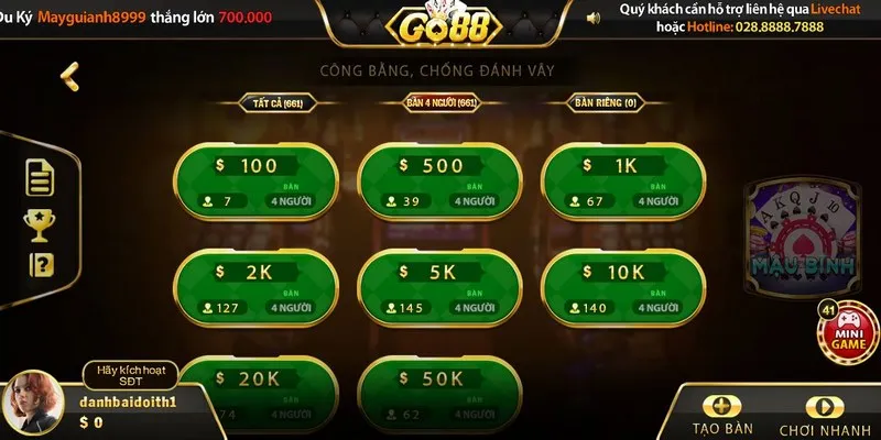 Game bài Mậu binh Go88